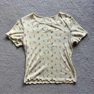 Hollister Must-Have Collection Floral Baby Tee Top Size M